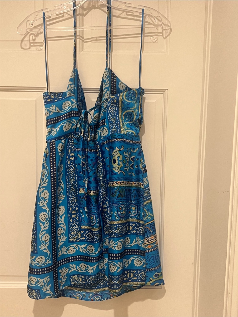 ZARA Blue Paisley Hankerchief dress       SIZE MEDIUM - Picture 3 of 4